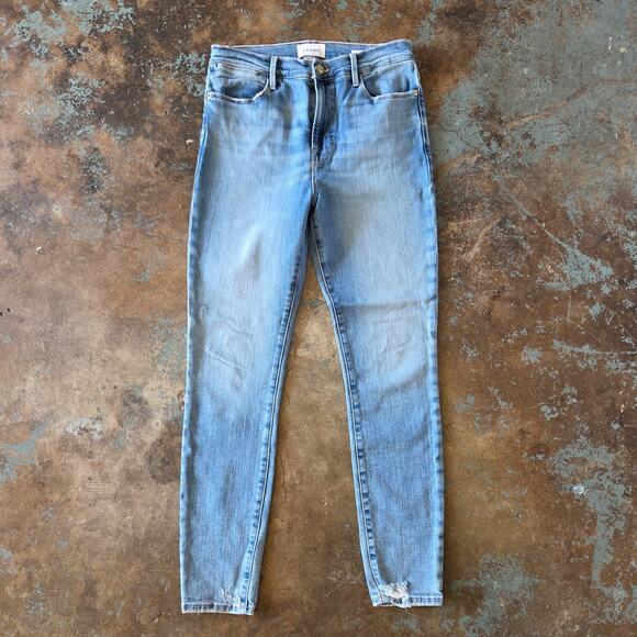 Frame Le High Skinny Jeans in Hidalgo Chew Wash Size 30 Mid Rise Stretch Denim - Picture 2 of 7